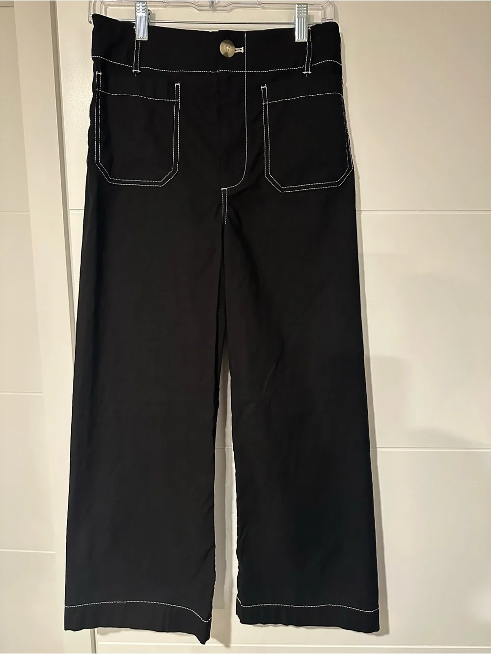 Maeve The Colette Black Contrast Stitch Wide Leg Pants Size 28